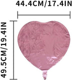 12 Pcs 18 Inch Heart Balloons Pink Foil Love Balloons for Wedding Party