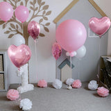 12 Pcs 18 Inch Heart Balloons Pink Foil Love Balloons for Wedding Party