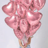 20 Pcs 18 Inch Pink Heart Balloons Foil Love Decor for Birthday Valentines Wedding