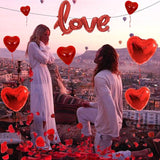 50 Red Heart Balloons Latex 18 Inch Foil 42 Inch Love Balloon with Red Petals Valentines Wedding