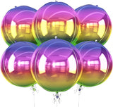 6pcs Gradient Rainbow Foil Balloons 22 Inch Large Metallic Party Decorations