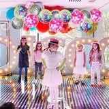 12 Pcs 22 Inch Disco Balloons Pink Silver 4D Party Decorations 70s 90s