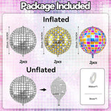 6 Pcs 22 Inch Gold Silver Purple Disco Ball Balloons 4D Party Decorations