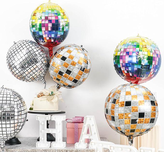 6 Pcs 22 Inch 4D Disco Ball Balloons: Party Decorations