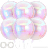 6 Pcs 22 Inch Iridescent Disco Foil Balloons 4D Metallic Party Decorations 70s 90s