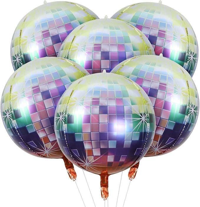 6 Pcs Disco Ball Balloons 22 Inch Mylar Foil Party Decorations Graduation Disco