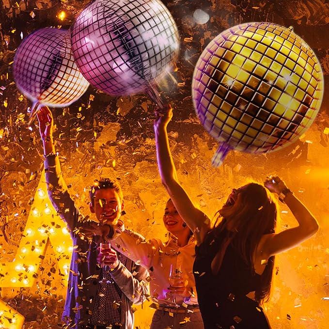 6 Pcs Disco Ball Balloons 22 Inch Mylar Foil Party Decorations Graduation Disco