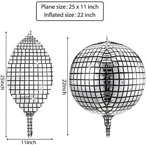 20 Pcs 4D Disco Ball Balloons, Metallic Mirror Party Decorations