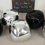 6Pcs Black Silver Round Foil Balloons 22inch Metallic Balloons for Party Decor