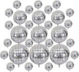 Disco Ball Balloons 30 PCS Silver 4D Mylar 10 to 32 Inch Party Decorations