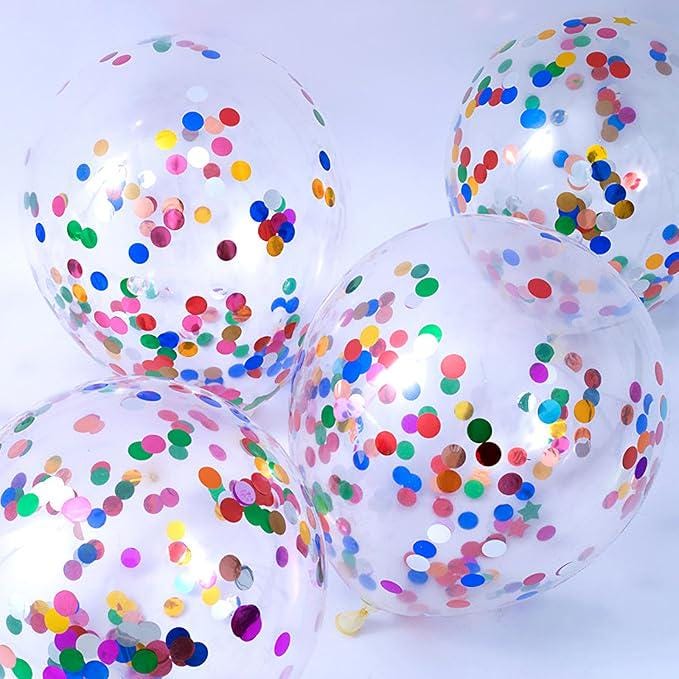 Rainbow Confetti Balloons 25 Pcs 12 Inch Clear Latex Balloons Party Decorations