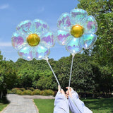 7 Pcs Iridescent Daisy and Heart Balloons Holographic Party Decorations