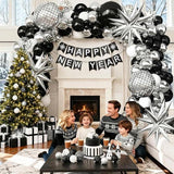 Black Silver White Balloon Garland Arch Kit Disco Balloons Party Decorations