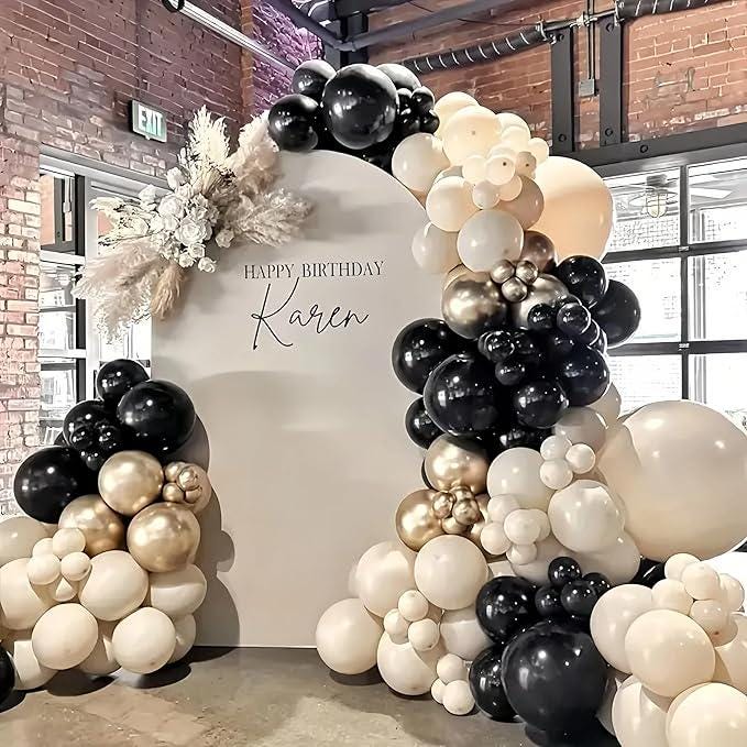 Black Gold Balloon Arch Kit with Metallic Latex Garland for Party Wedding Shower Decor
