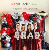 Black Red Silver Balloon Garland Arch Kit 130 Pcs with Star and Grad Mylar Balloons 2025