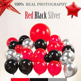 Black Red Silver Balloon Garland Arch Kit 130 Pcs with Star and Grad Mylar Balloons 2025
