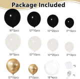 Black White Sand Balloon Arch Kit 128 Pcs Matte Chrome Gold Clear Balloons for Party
