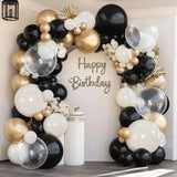 Black White Sand Balloon Arch Kit 128 Pcs Matte Chrome Gold Clear Balloons for Party