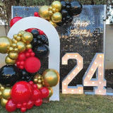 153 Pcs Red Black Gold Balloon Garland Arch Kit with Star Latex Balloons for Party