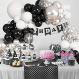 149pcs Black Silver White Balloon Arch Kit with Confetti Balloons for Party Decorations
