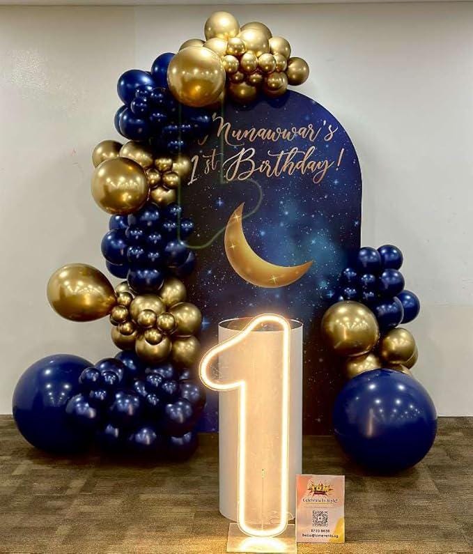Navy Blue Balloon Arch Kit 153pcs Stars Metallic Gold Balloons for Birthday Graduation Party Decorations