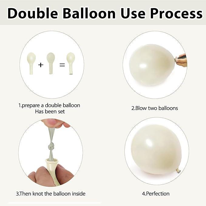 Pearl White Balloon Arch Kit 129pcs Double Stuffed Balloons for Wedding Birthday Party Decorations