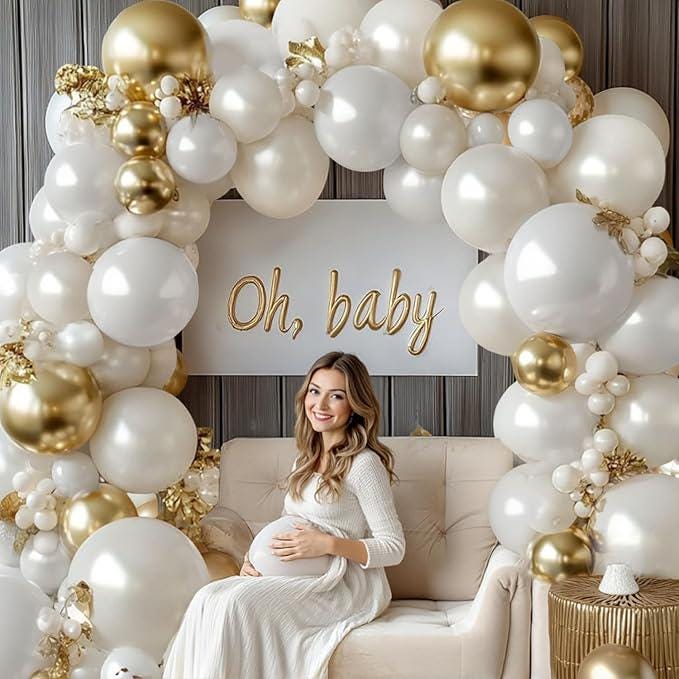 Pearl White Balloon Arch Kit 129pcs Double Stuffed Balloons for Wedding Birthday Party Decorations