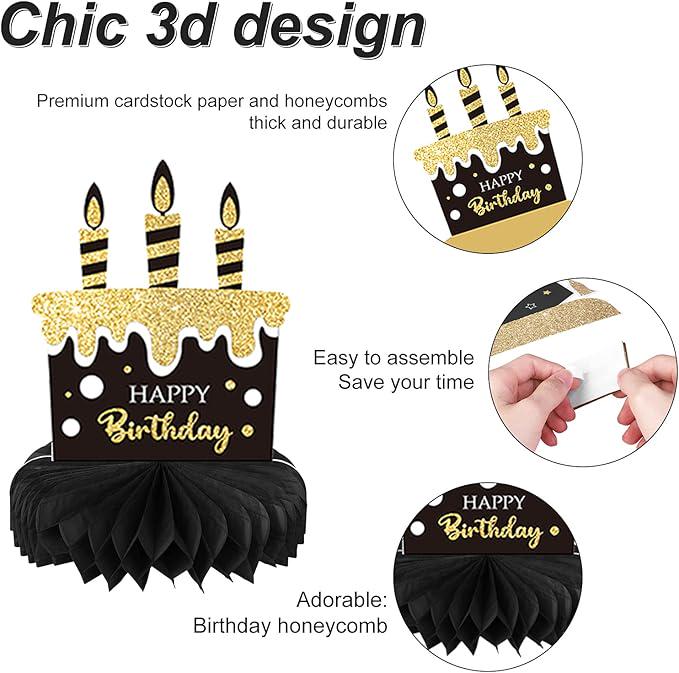 90th Birthday Table Centerpieces 9 Pieces Honeycomb Party Decorations for Adults