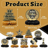 9 Pieces Black and Gold Birthday Table Centerpieces Honeycomb Decorations