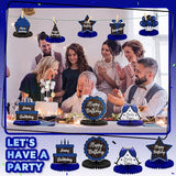 8 Pieces Blue and Black Birthday Table Centerpieces Honeycomb Decorations