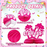 9 Pieces Pink Birthday Table Centerpieces Honeycomb Party Decorations for Adults