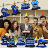 9 Pieces Blue Neon Birthday Table Centerpieces Honeycomb Party Decorations for Adults