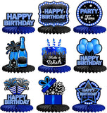 9 Pieces Blue Neon Birthday Table Centerpieces Honeycomb Party Decorations for Adults
