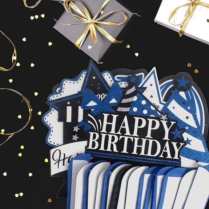 20th Birthday Blue Glitter Table Centerpieces Honeycomb Party Decorations