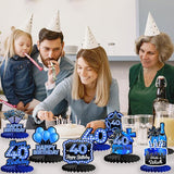 9 Pieces Blue Neon 40th Birthday Table Centerpieces Honeycomb Party Decorations