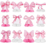 12 Pieces Pink Bow Birthday Table Centerpieces Honeycomb Party Decorations