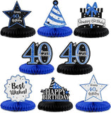 40th Birthday Blue Glitter Table Centerpieces Honeycomb Party Decorations