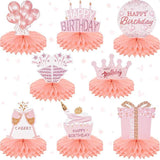 8 Pieces Pink Rose Gold Birthday Table Centerpieces Honeycomb Party Decorations