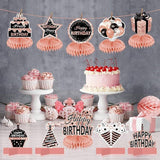 Rose Gold Birthday Honeycomb Table Centerpieces for Girls and Women