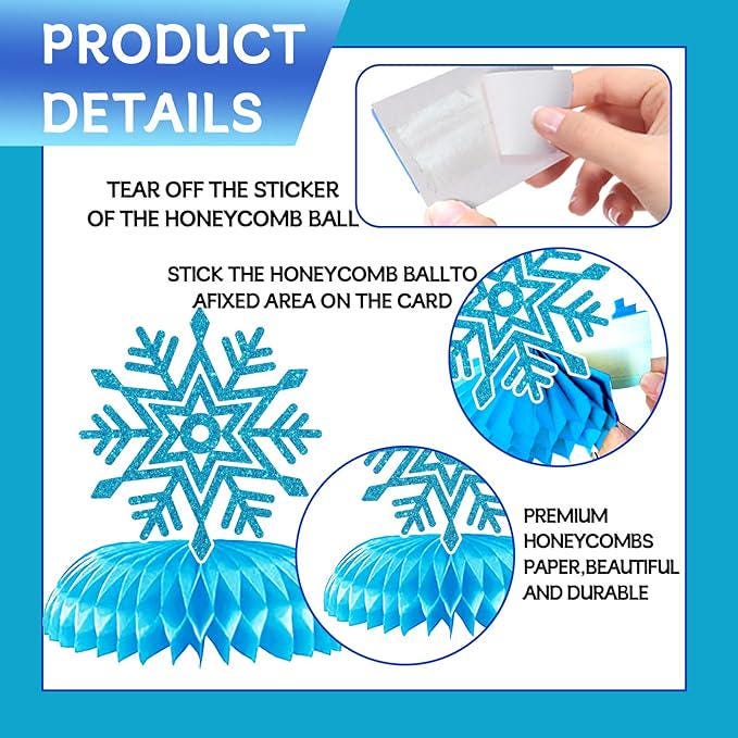 Winter Wonderland Party Honeycomb Centerpieces Blue Purple Snowflake Decor