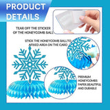 Winter Wonderland Party Honeycomb Centerpieces Blue Purple Snowflake Decor