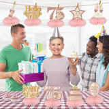 Pink Rose Gold 75th Birthday Honeycomb Centerpieces Table Decorations for Women
