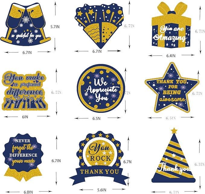 Blue Gold Honeycomb Thank You Table Centerpieces Appreciation Party Decorations