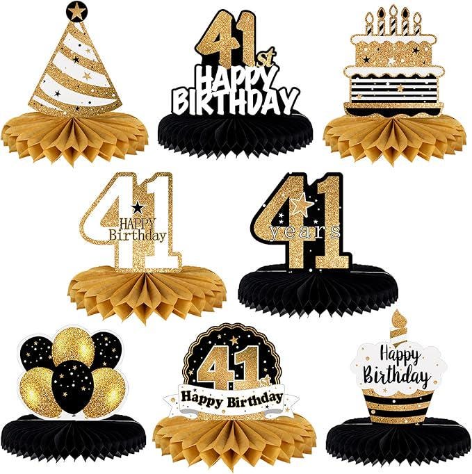Happy 41st Birthday Honeycomb Table Centerpieces Party Decorations