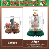 First Year Down Football Birthday Honeycomb Table Centerpieces Decorations for Boys