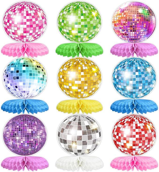 Disco Honeycomb Table Centerpieces Colorful Rock and Roll Party Decorations