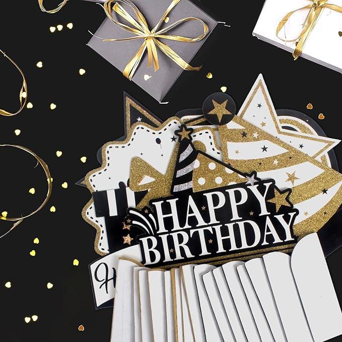 Happy 19th Birthday Gold Glitter Honeycomb Table Centerpieces Photo Prop