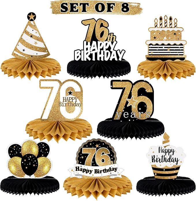 Happy 76th Birthday Honeycomb Table Centerpieces Party Decorations