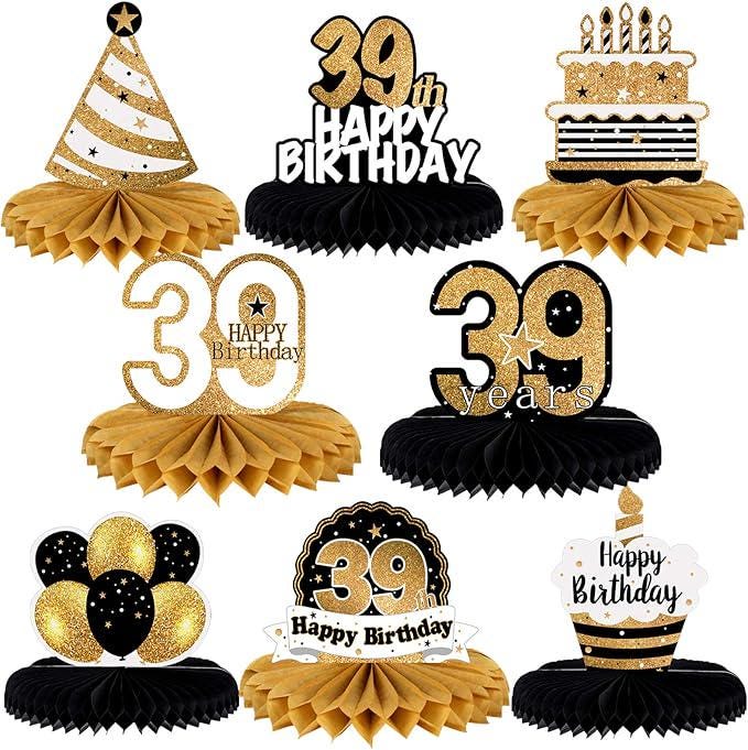 Happy 39th Birthday Honeycomb Table Centerpieces Party Decorations Gift Sign