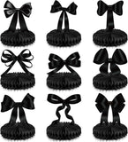 9 Pcs Black Bow Honeycomb Centerpieces Birthday Graduation Party Table Decorations